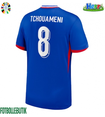 Frankrike Aurelien Tchouameni #8 Hemmatröja EM 2024 Kortärmad